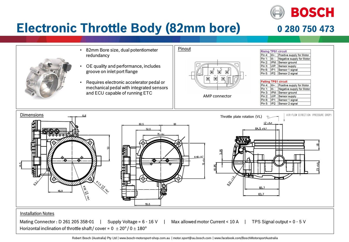 Bosch 82mm DBW Electronic Throttle Body