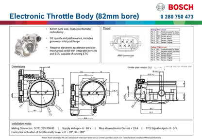 Bosch 82mm DBW Electronic Throttle Body
